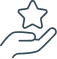 Main Tendant une Étoile : Récompense et Excellence Contour d'une main ouverte présentant une étoile, symbolisant une récompense, un service de qualité ou une mise en avant d'un avantage.